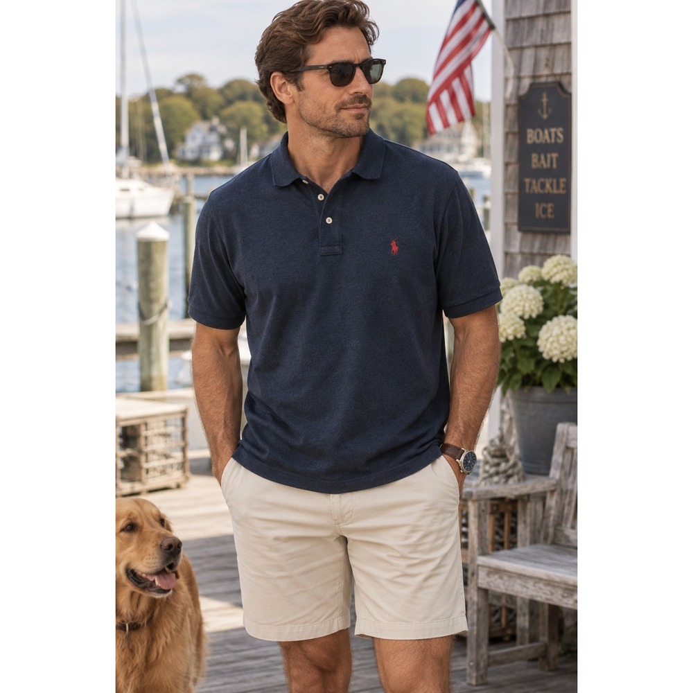 Polo Ralph Lauren Men's XL Classic Fit Iconic Mesh Polo Navy Red Pony Preppy